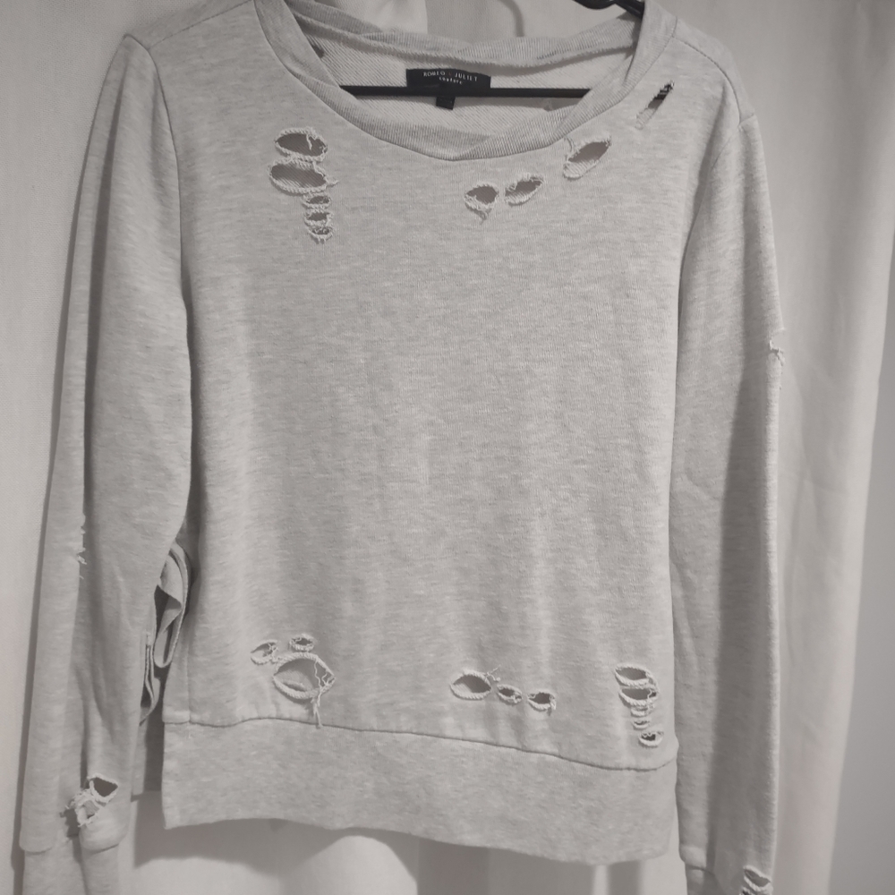 distressed gray sweater size small